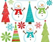 Jolly Frosty Fun Cute Digital Clipart - Commecial Use OK - Snowman Clipart, Christmas Graphics, Snowman Graphics, Digital Art Il_170x135