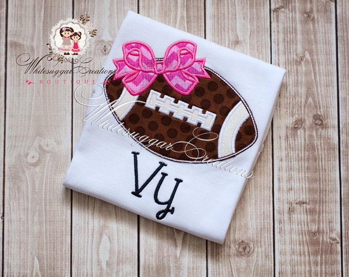 Girly Football Embroidered Shirt - Custom Shirt - Baby Girl Shirt - Sports - Football Shirt