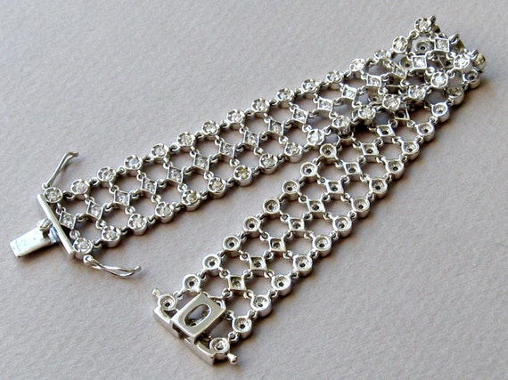 Vintage Faux Diamond Bracelet Sterling Silver Bridal Jewelry