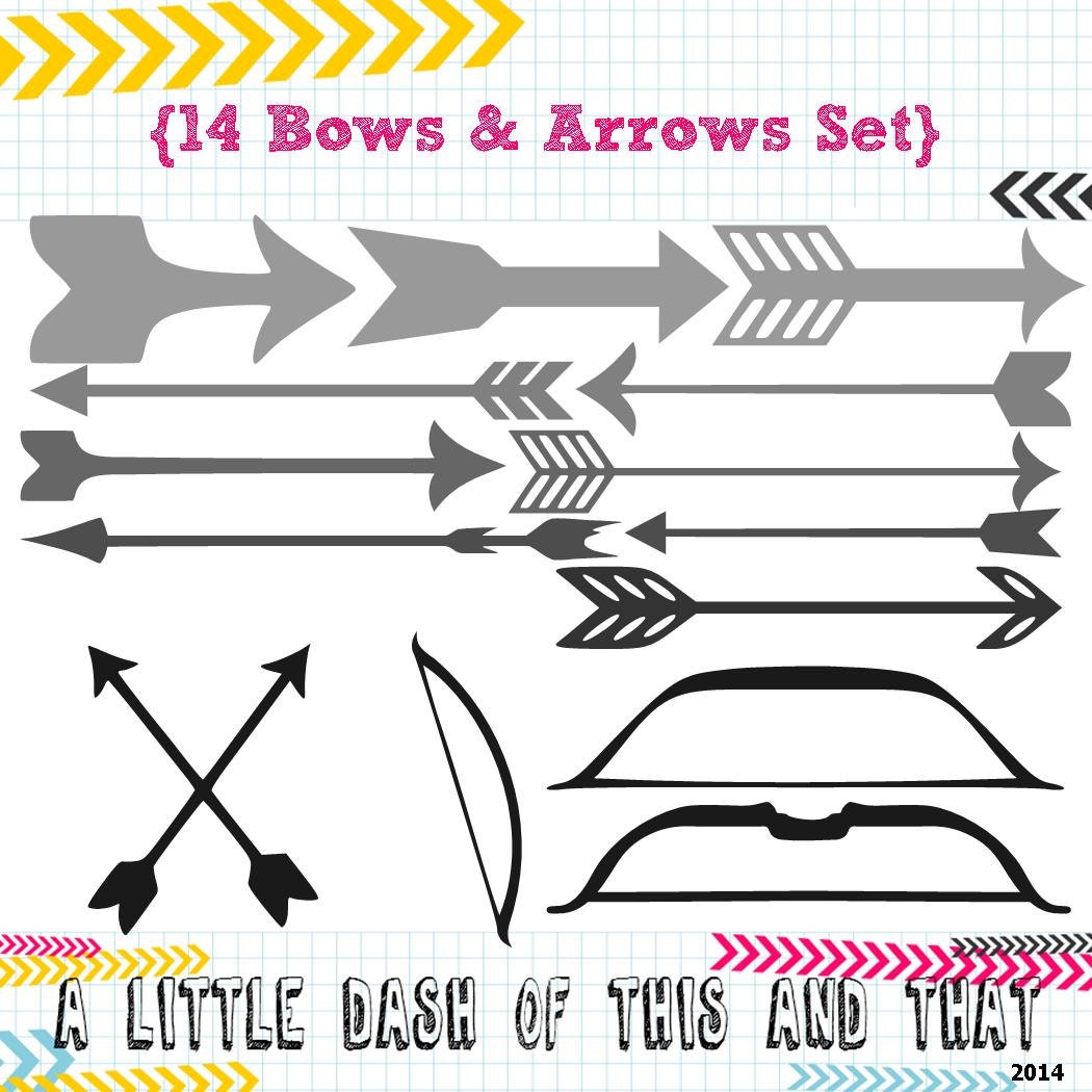 Download 14 Bow and Arrow SVG DXF cut files