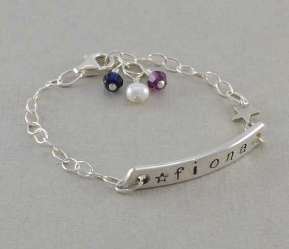 Baby ID Bracelet hand stamped sterling by SixSistersBeadworks