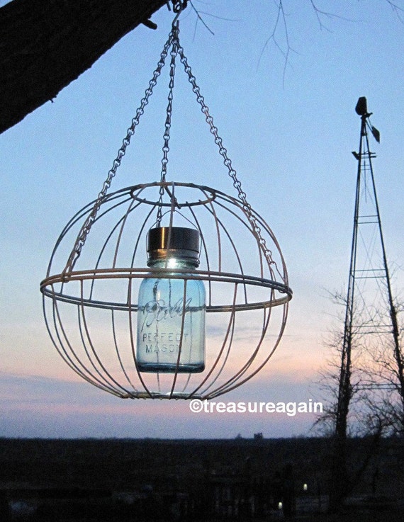 Items similar to Mason Jar Garden Art Solar Light Upcycled Outdoor ...