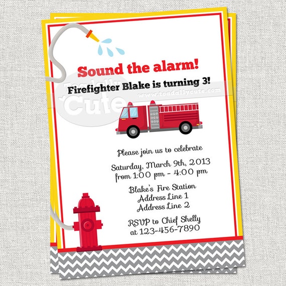 Sound the Alarm Fire Truck Birthday Digital by ConfettiFete