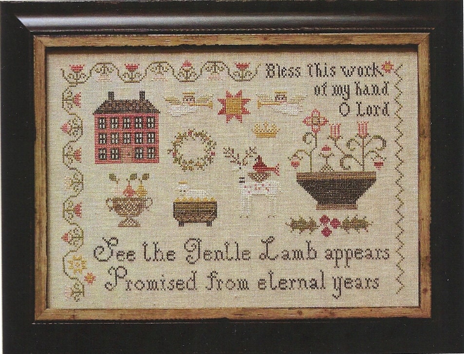 Primitive Folk Art Cross Stitch Pattern: by PrimFolkArtShop