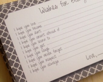 Wishes for Baby Cards - Unique Baby Shower Activity Game or Memory Book Idea - Neutral Gray for Boy or Girl