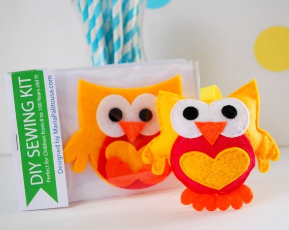 DIY Owl, Make Your Own Owl Sewing Kit, DIY Sewing Precut Peces Kit to make a Yellow owl or Pick the color A794 Il_570xn