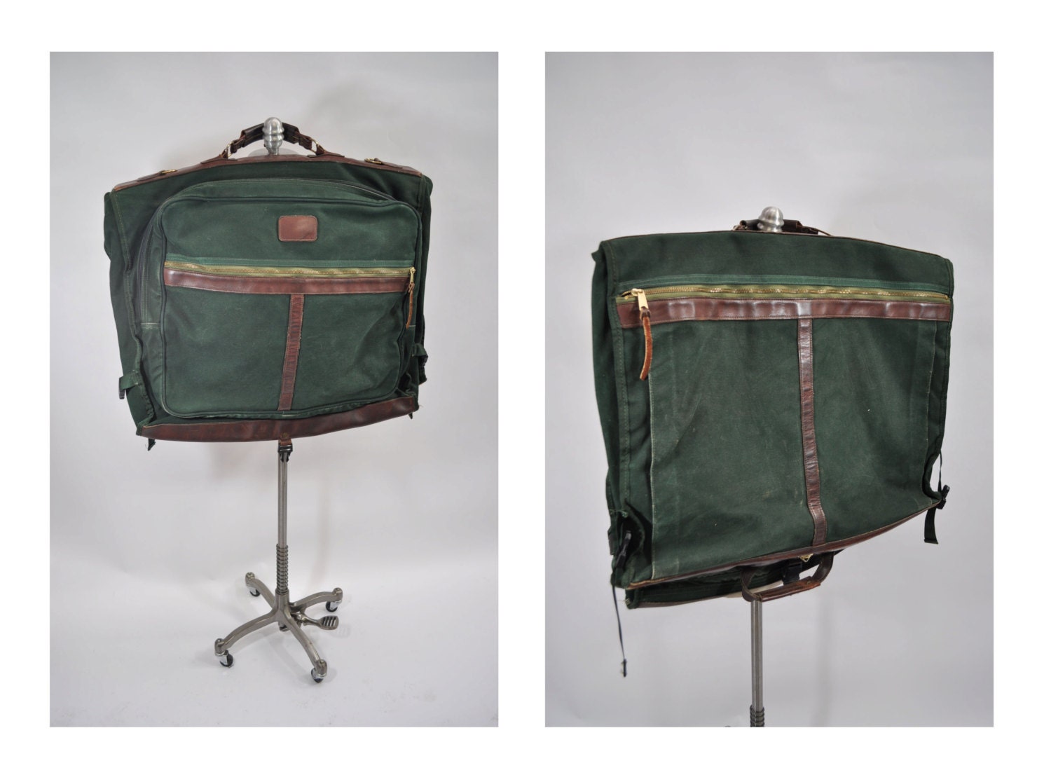 vintage leather bag ORVIS canvas travel luggage tote