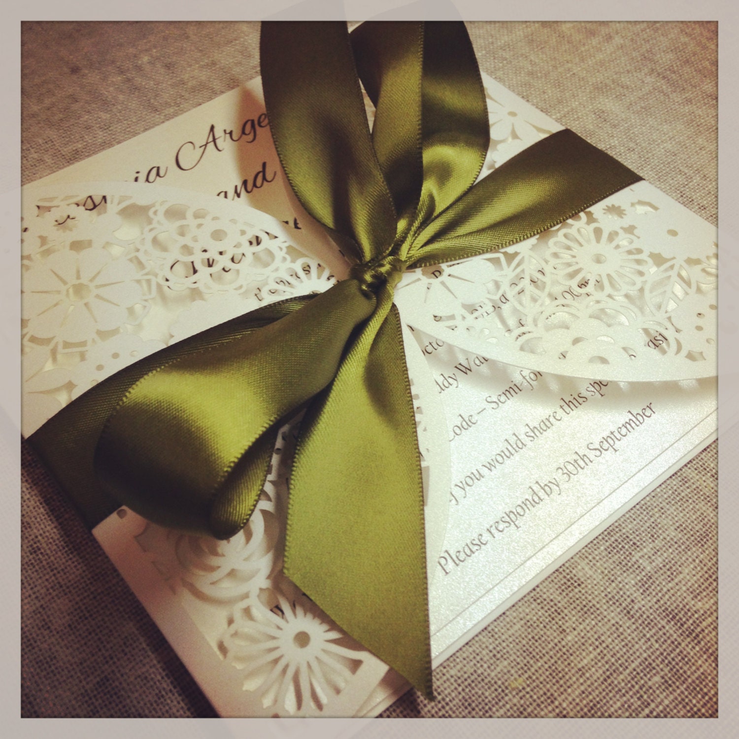 Floral Paper Lace Wedding Invitation Laser Cut invitation SAMPLE OnePaperHeart Stationary