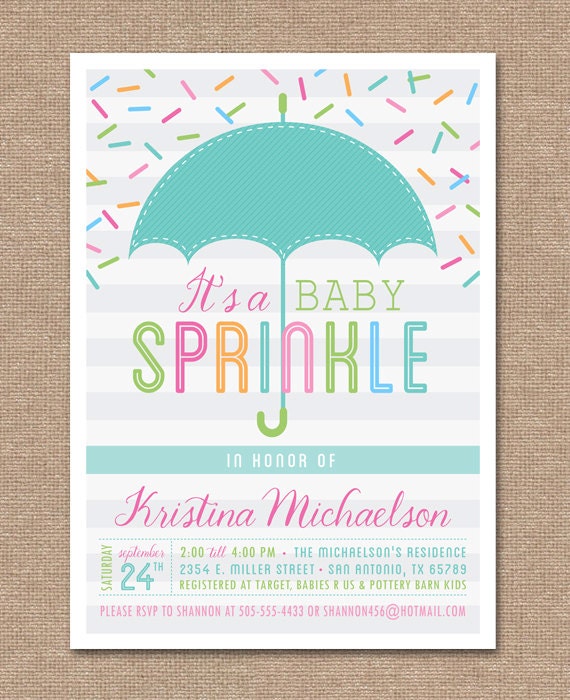 Printable BABY SPRINKLE Invitation Baby Shower Umbrella