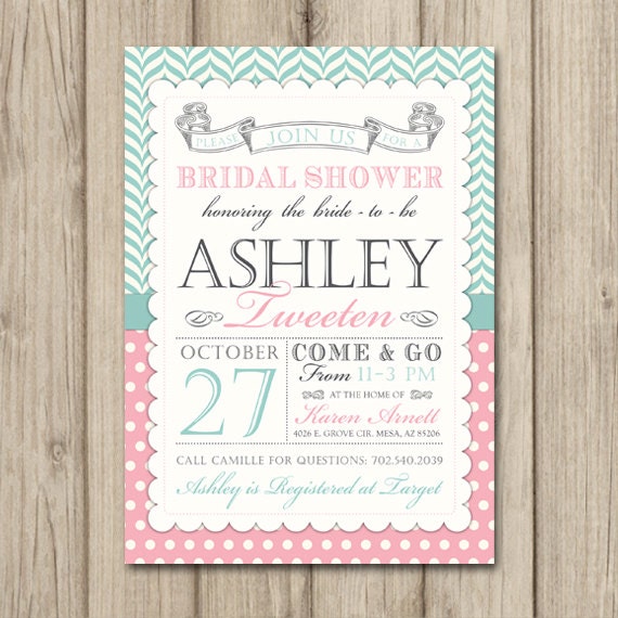 Printable BRIDAL SHOWER INVITATION Vintage Banner Mint