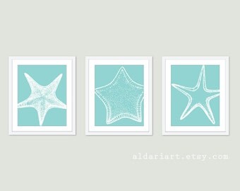 Starfish Prints - Starfish Wall Art - Nautical Wall Art - Nautical Decor - Custom Color Art - Aldari Art