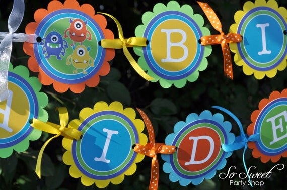 Monster Birthday Banner - Monsters Aliens - Personalized - Boys 1st Birthday Decorations Il_570xn