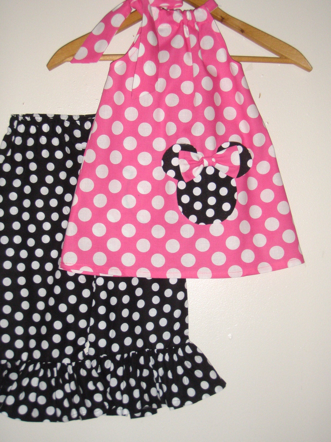 Minnie Mouse pink polka dot swing top and ruffled pants