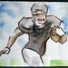 Football: Close Call, watercolor on Rives BFK 8"x10" by Kenney Mencher
