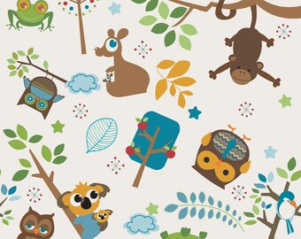Hooty Hoot Returns Main Cream by Doohikey Designs for Riley Blake, 1/2 yard