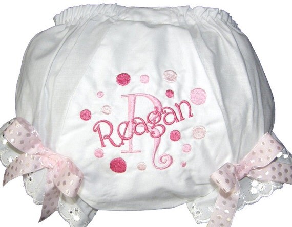 Items similar to Pink on Pink Personalized Baby Girl Bloomers, Diaper ...