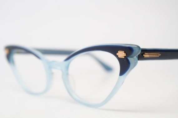 Two tone blue cat eye glasses vintage by VintageOpticalShop