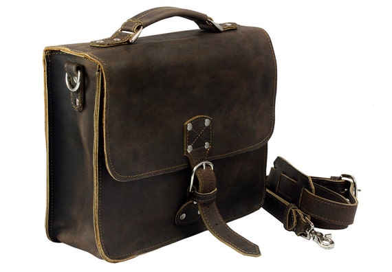 Leather Indiana Jones Bag Rich Chocolate Brown Distressed