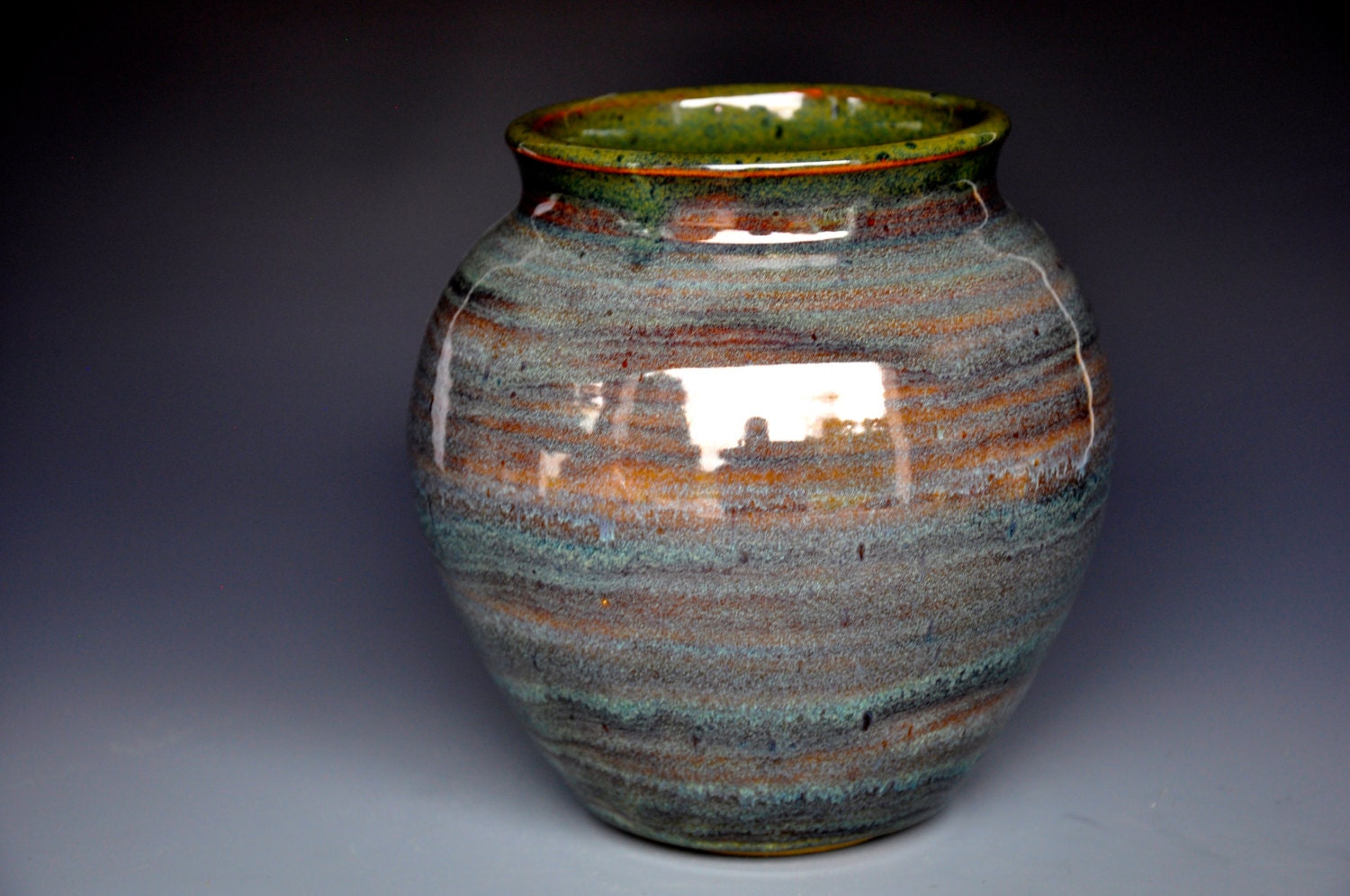 Small Wide Mouth Pottery Flower Vase Handmade B