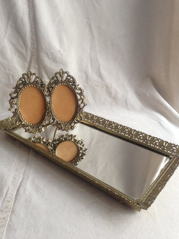 vintage brass double oval ornate picture frame by yosalvovendo