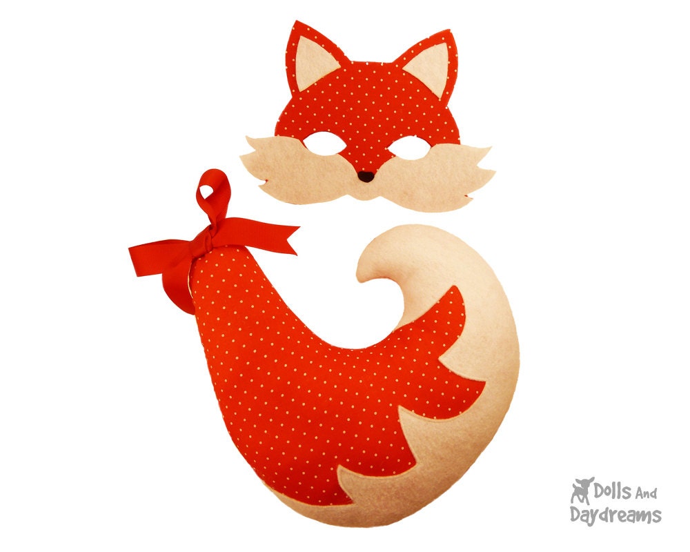 Fox Mask Tail PDF Costume Pattern Set Woodland Animal DIY