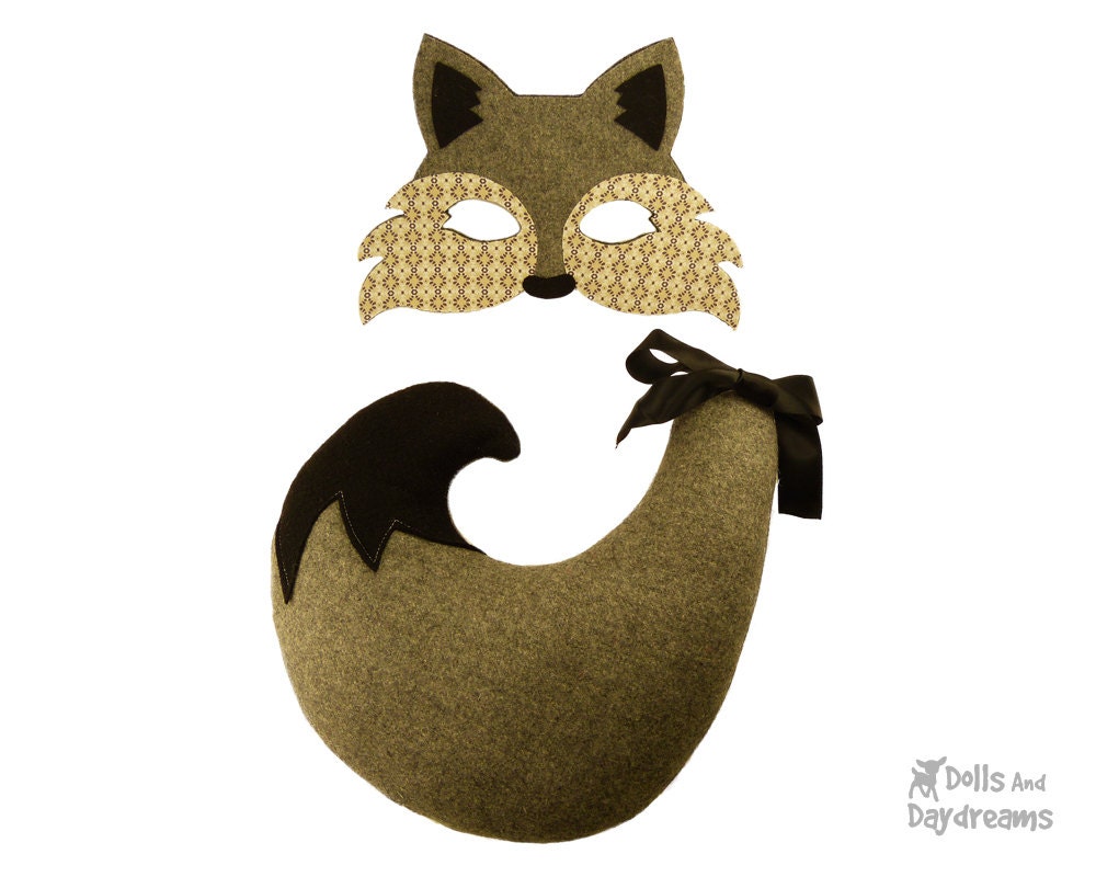 Wolf Mask Tail PDF Sewing Pattern DIY Costume by DollsAndDaydreams