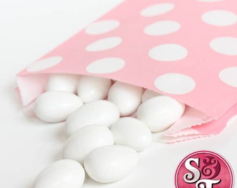 Dot Light Pink Goodie Favor Treat Bags - Qty 12