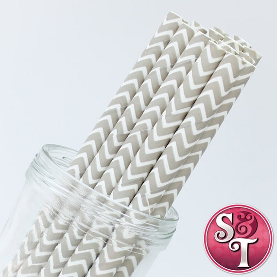 Chevron Zigzag Gray Party Paper Straws - Cake Pop Sticks - Pixie Sticks - Qty 25 Il_570xn