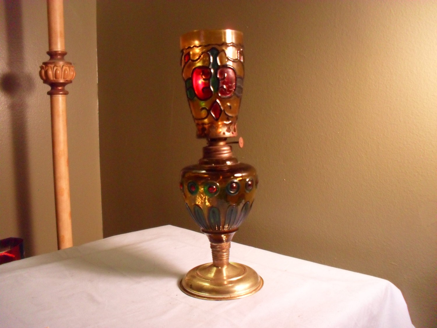 Stained Glass Style Glass Oil Lamp by TheBunnyHutch on Etsy