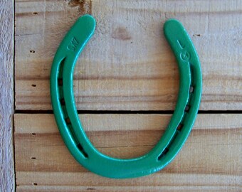 Lucky Horseshoe, Horse Shoe, Rustic Horse Decor, Western Decor, Horse Room, Horse Lover, Man Cave Decor - Painted Emerald Green
