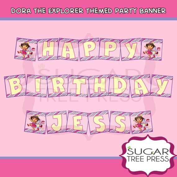 Dora the Explorer Themed Banner Printable by SugarTreePress