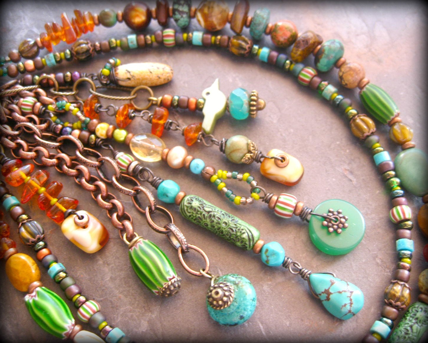 Earthy Natural Southwest Talisman Necklace African Beads