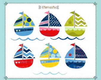 50%SALE, Boat clip art, cute sailboat clip art, kids birthday clip art 