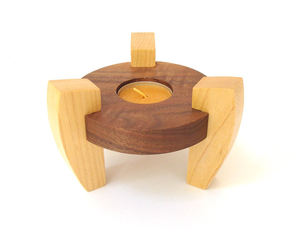 Wood Tea Light Candle Holder Minimalist Modern Decor Tea