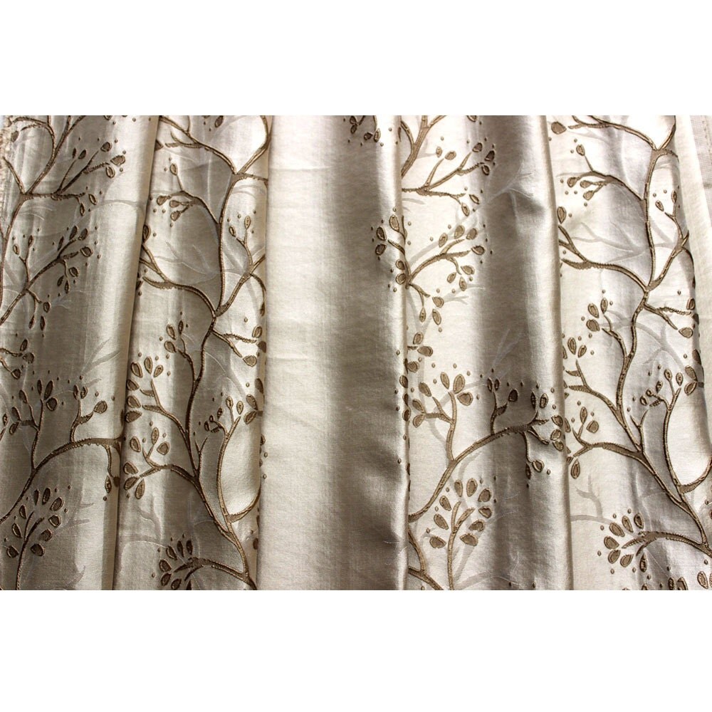 Tree Of Life Embroidered Weaved Curtain Fabric by FabricMart