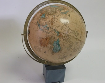 Crams Imperial World Globe on Hand Painted wood block base