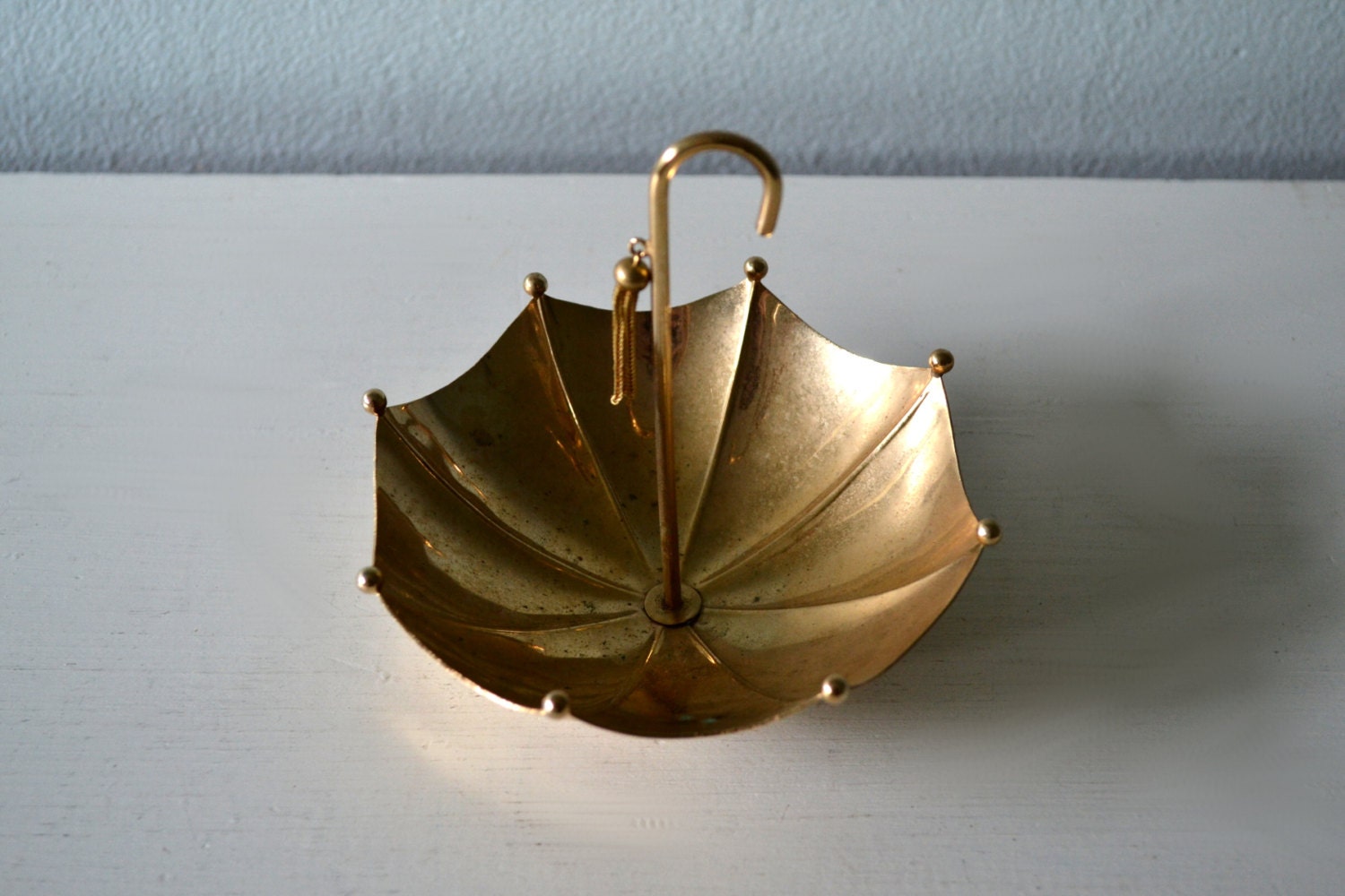 RESERVED Vintage Brass Umbrella Jewelry Holder Ashtray