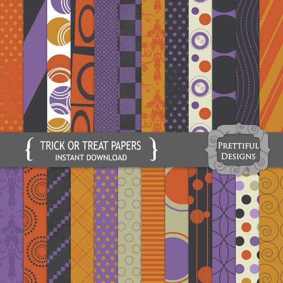 40% Off SALE Halloween Digital Paper Pack  for Scrapbooking, Invitations, Card Making, Commercial Use  - Trick or Treat (755)