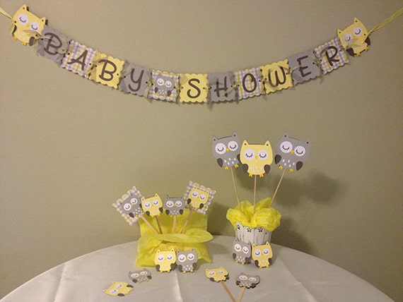 Owl Baby Shower Decorations Package Owl Baby Shower Yellow