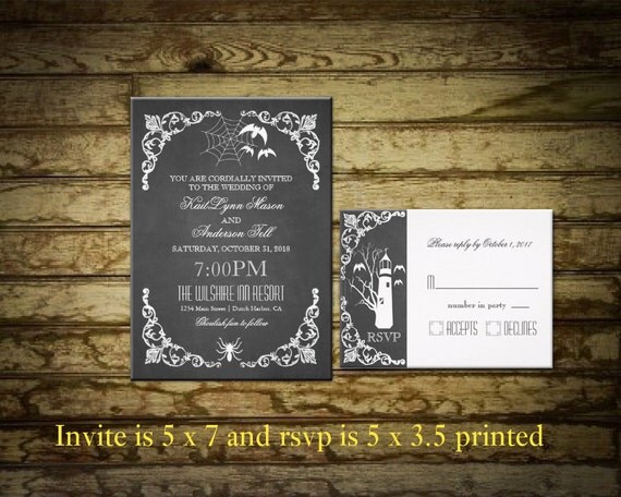 Halloween Wedding Invitations And Rsvp Cards 4