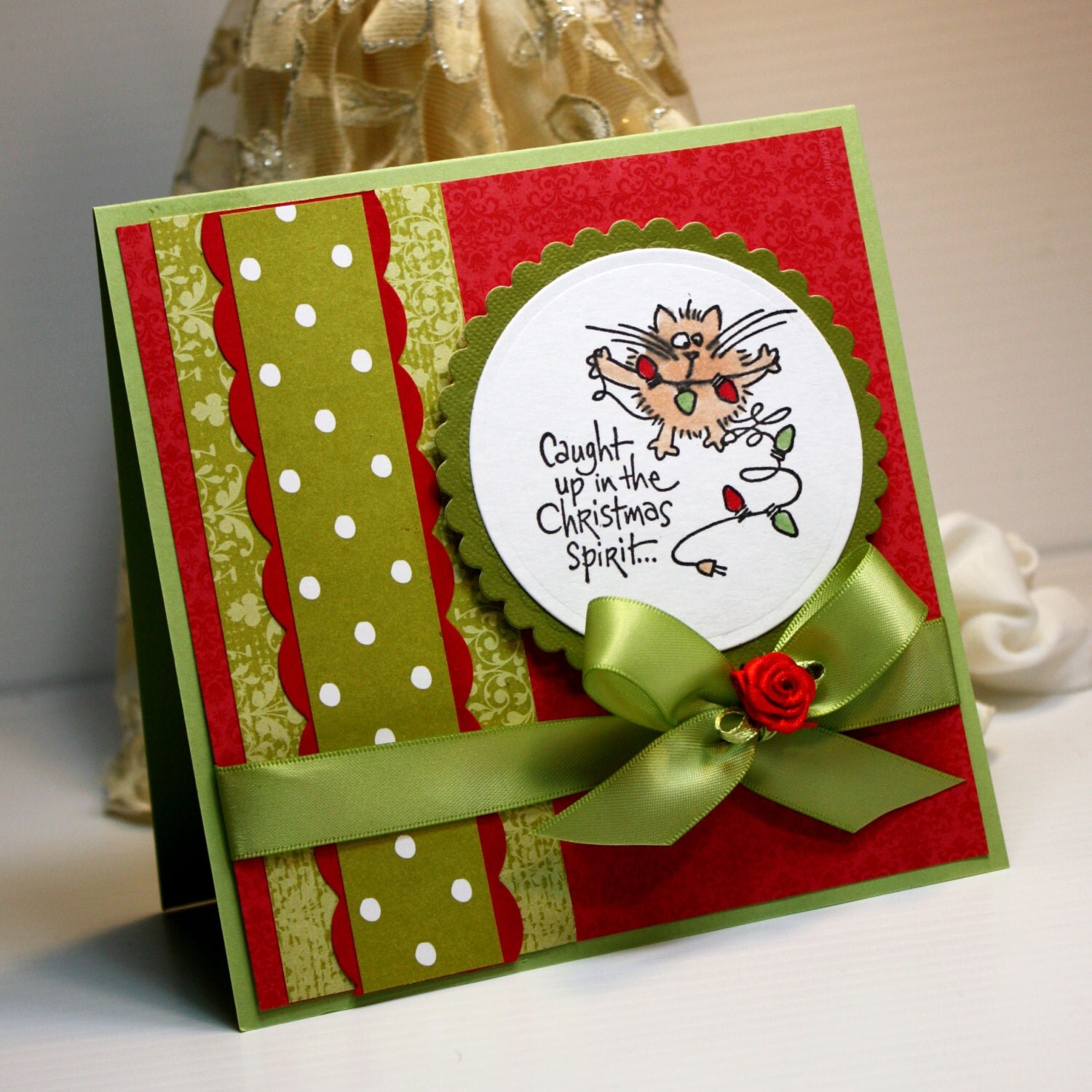 Christmas Card Handmade Greeting Card Caught Up In The