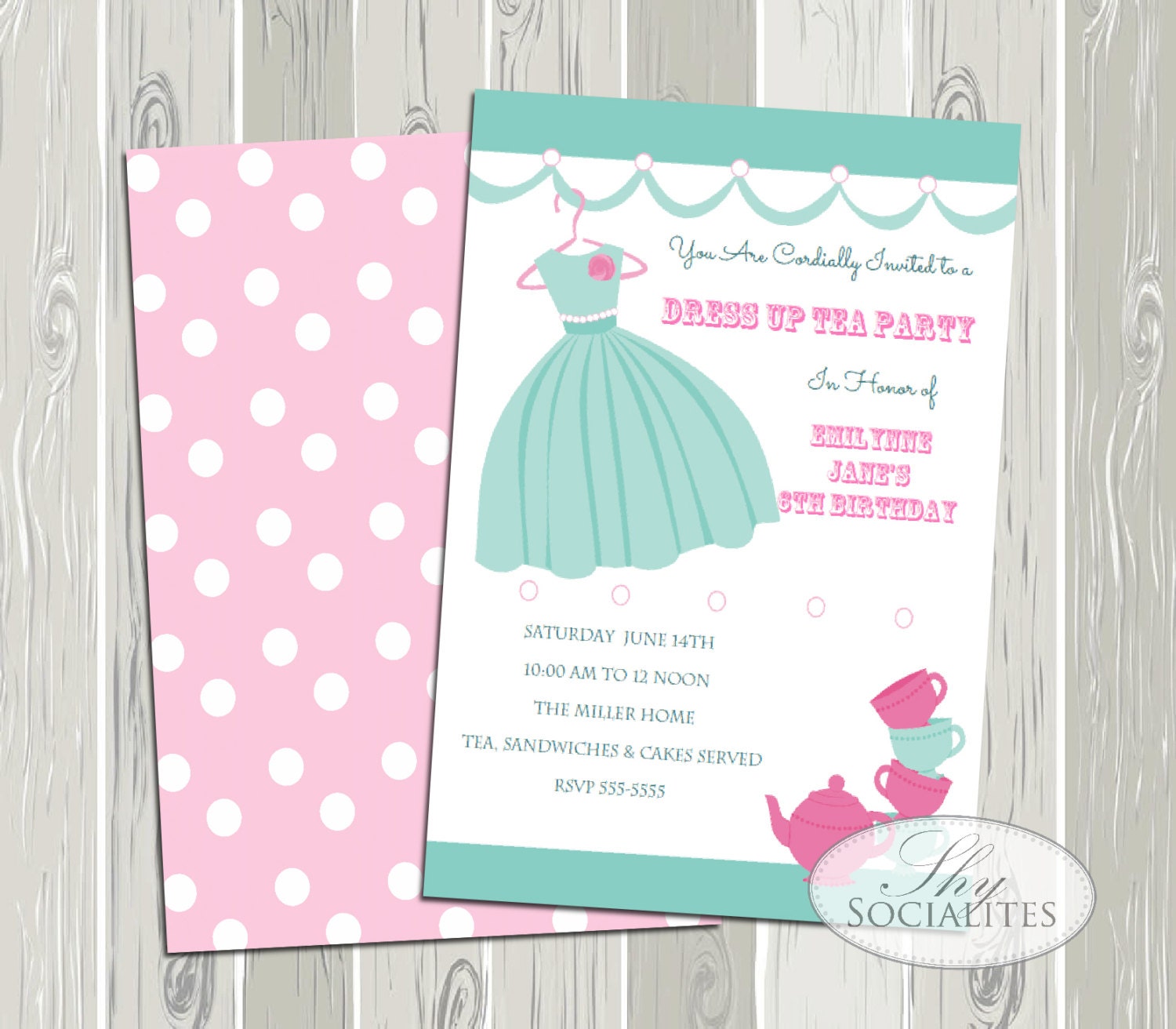 Dress Up Tea / Tea Party Invitation/ Dress Up Party Invitation