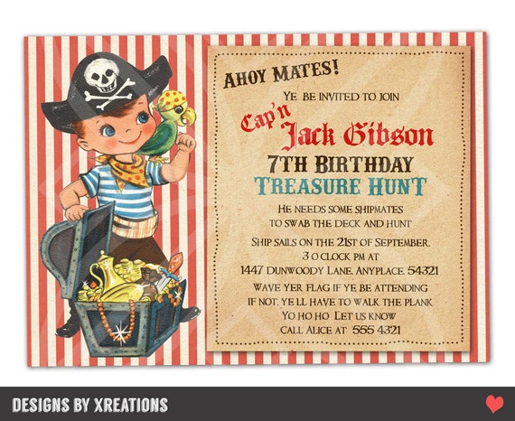 Ähnliche Artikel wie Süße Piraten-Einladung - anpassbare Formulierungen