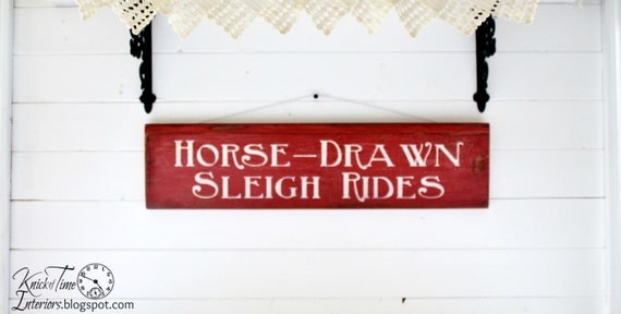 SLEIGH RIDES - Christmas Winter Painted Sign on Antique Salvaged Wood