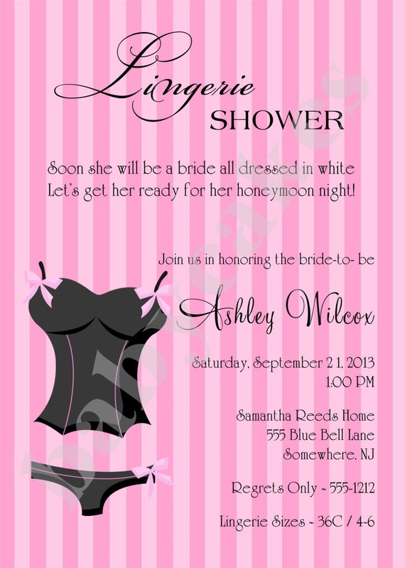 Items similar to Lingerie Shower Bridal Invitation - DIY Print Your Own ...