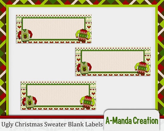 Ugly Christmas Sweater Party Printable Blank Address Labels Il_570xn