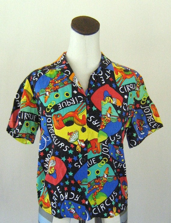 clown button up shirt