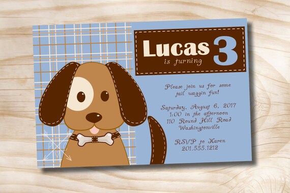 PLAID POOCH Birthday Party Event Printable Invitation Girl/BOY/Generic Il_570xn