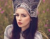 Couture Beaded 'Twilight' Kokoshnik Headdress