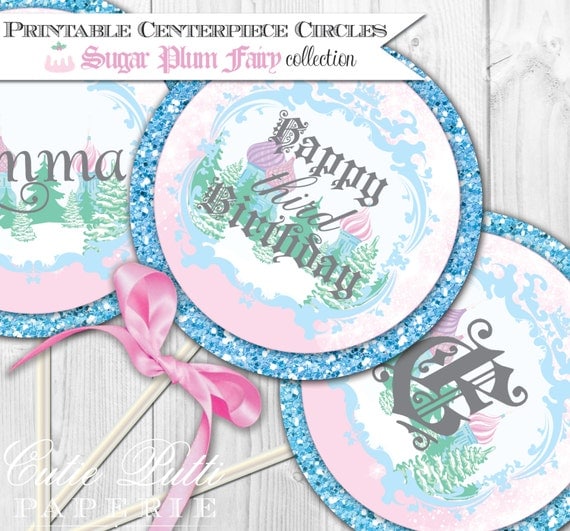 Sugar Plum Fairy Party, Nutcracker Party, Christmas Party, Ballerina Party - 4inch PRINTABLE CUSTOMIZED Party CIRCLES - Cutie Putti Paperie Il_570xn